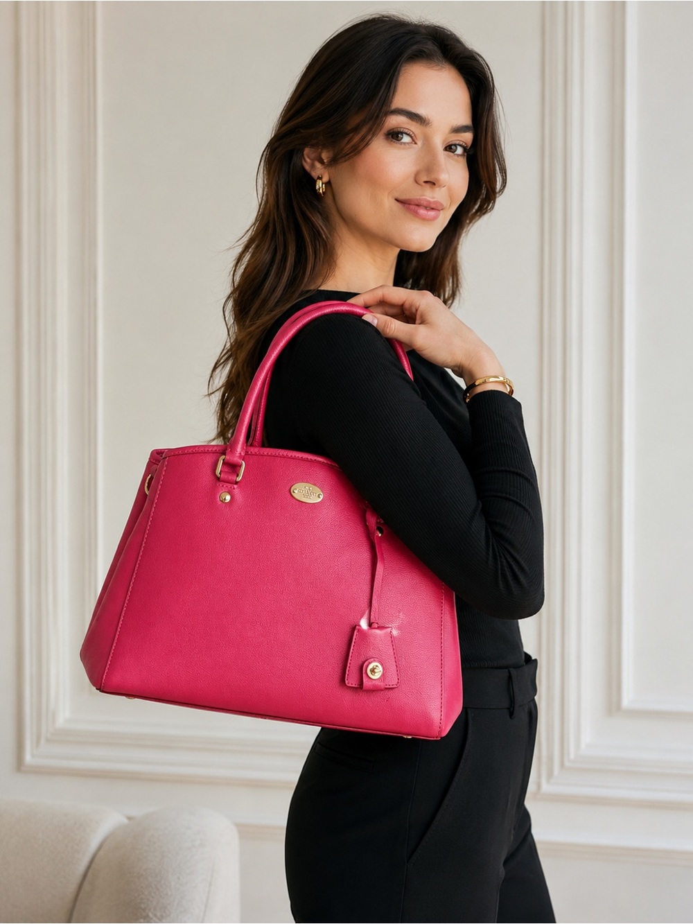 Coach Leather Margot Carryall Cranberry